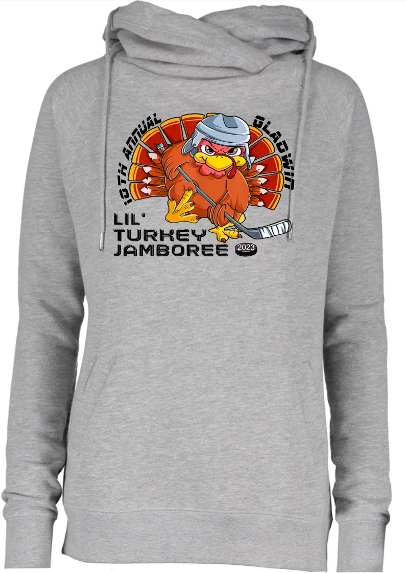 10th Annual Lil Turkey Jamboree Women's Cowl Double Hood Top