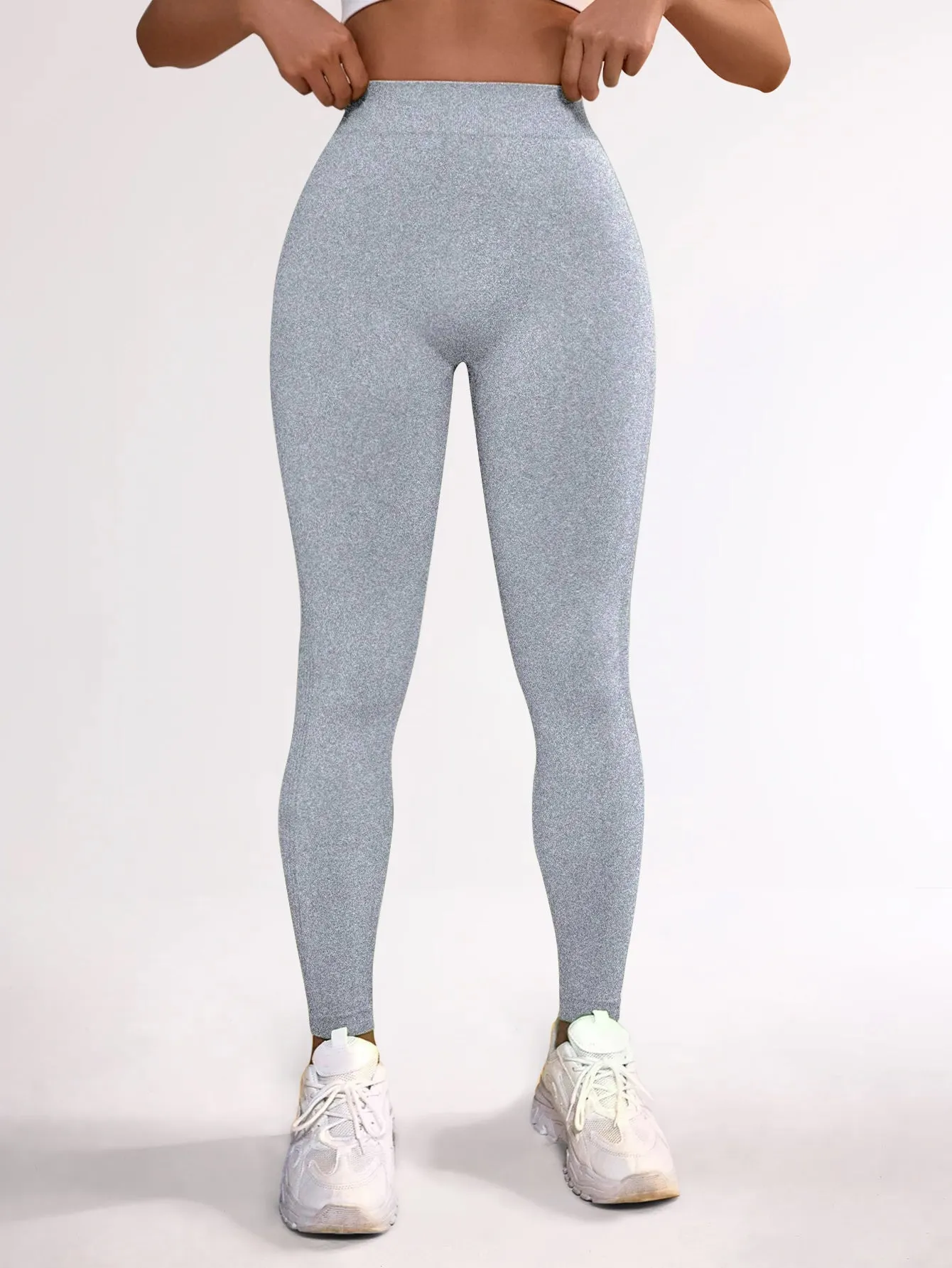 Acid Washed V-Back Side-Ribbed Smile Line Contour Leggings