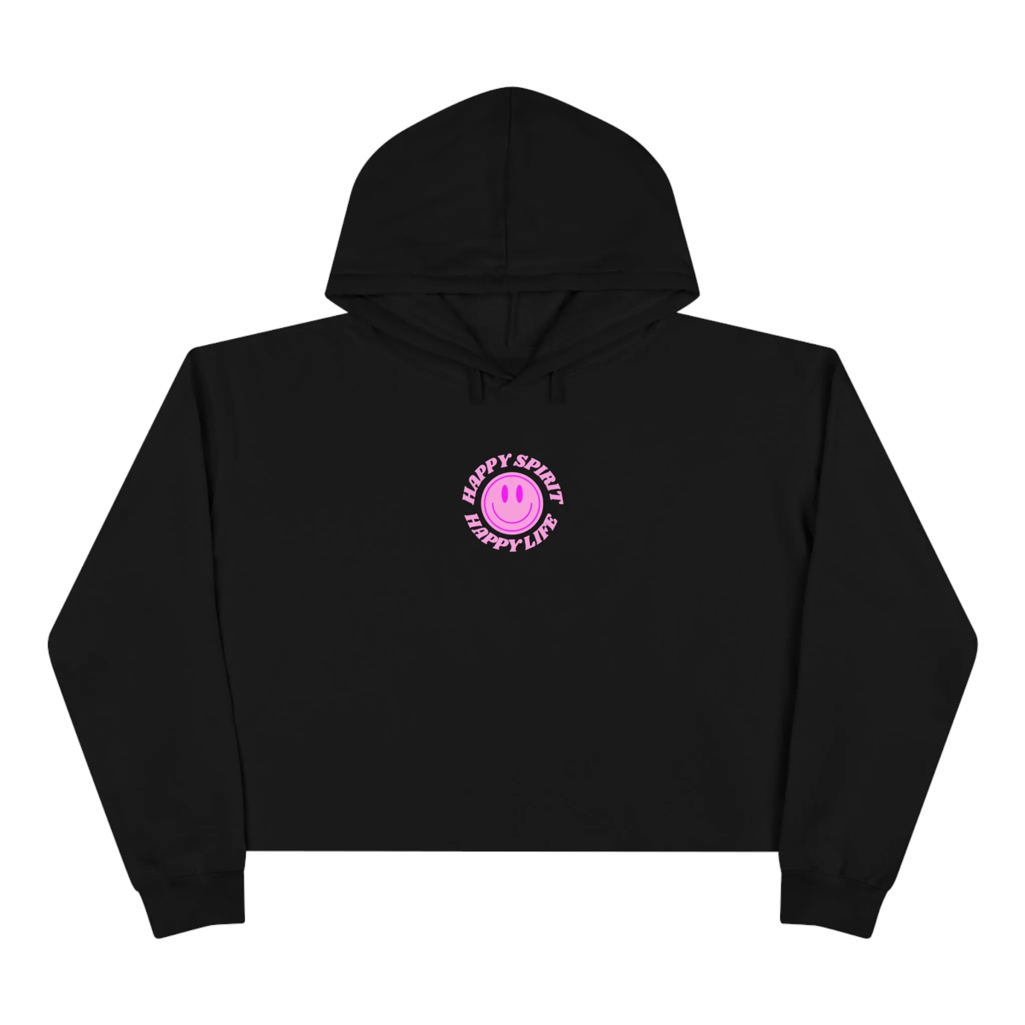 Aesthetic Cropped Hoodie, Smile Face Crop Top, Happy Spirit Happy Life Smile Cropped Top, Hoodie Women's Cropped Fleece Pullover