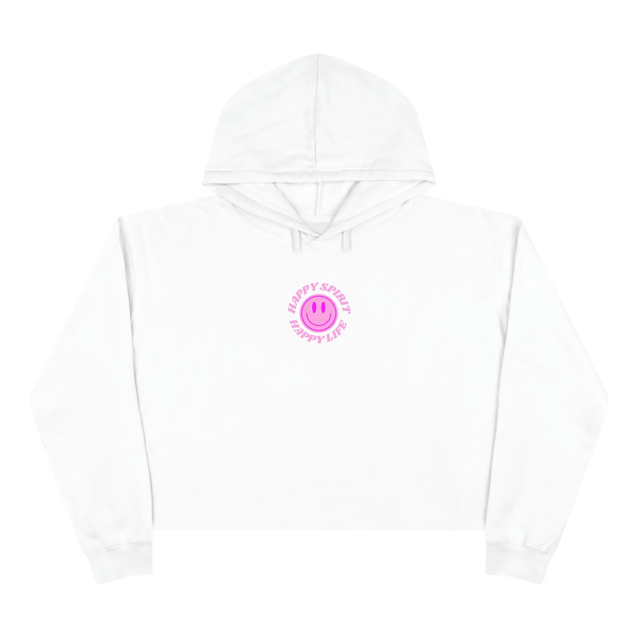Aesthetic Cropped Hoodie, Smile Face Crop Top, Happy Spirit Happy Life Smile Cropped Top, Hoodie Women's Cropped Fleece Pullover