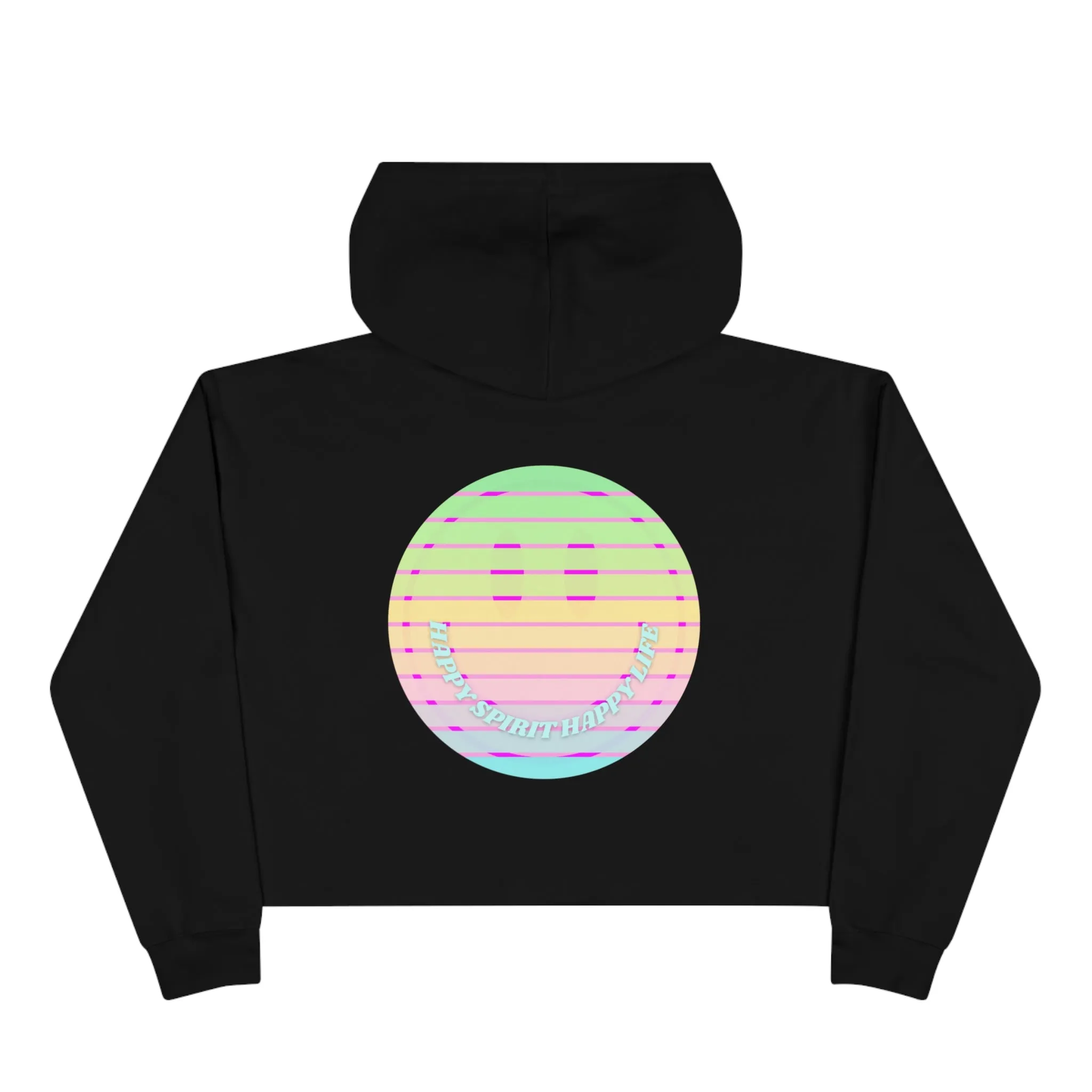 Aesthetic Cropped Hoodie, Smile Face Crop Top, Happy Spirit Happy Life Sunset Smile Cropped Top, Smile Hoodie, Hooded Cropped Pullover