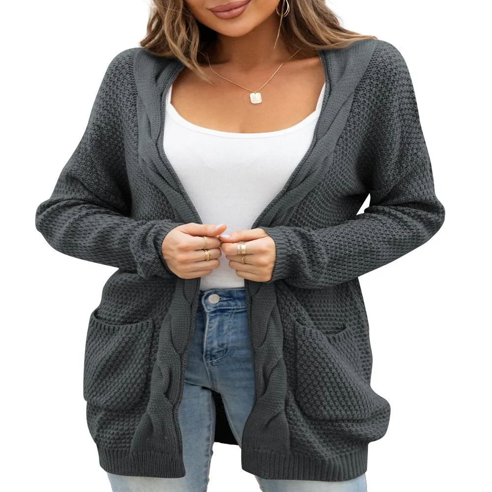 a.Jesdani Women Cardigan Sweater Chunky Cable Knit Loose Cardigan with Pockets S-XXL