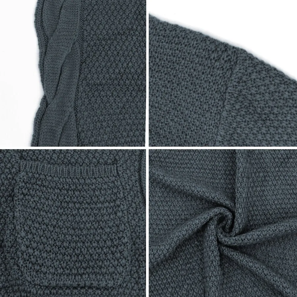 a.Jesdani Women Cardigan Sweater Chunky Cable Knit Loose Cardigan with Pockets S-XXL