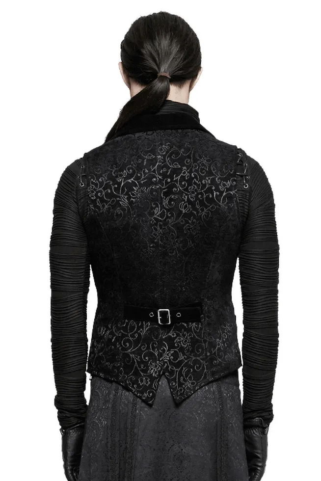 Baroque Black Jacquard Steampunk Tailored Waistcoat