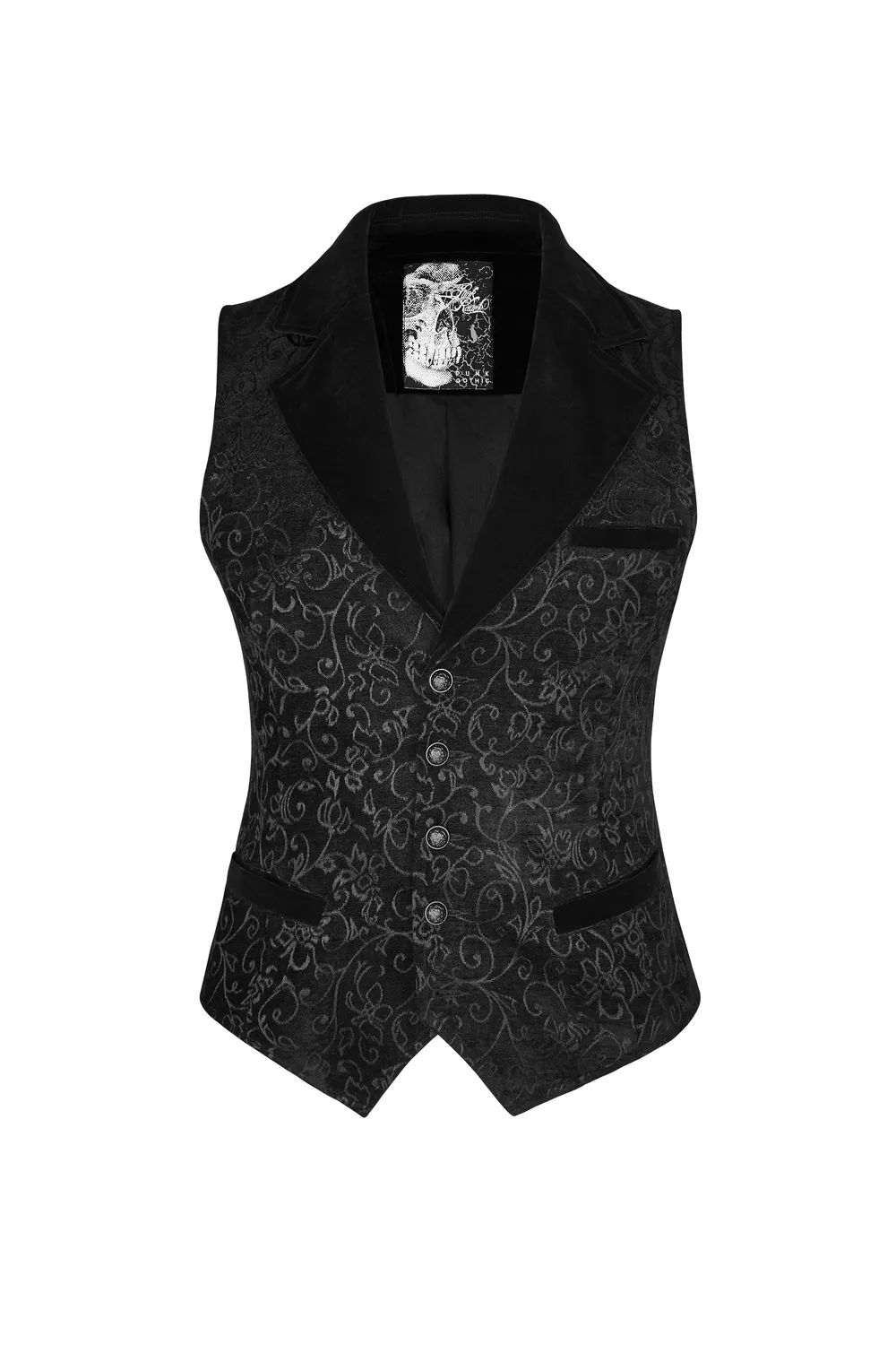 Baroque Black Jacquard Steampunk Tailored Waistcoat