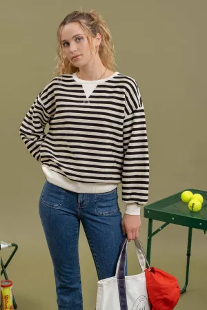 CONTRAST RIBBED RELAXED KNIT TOP