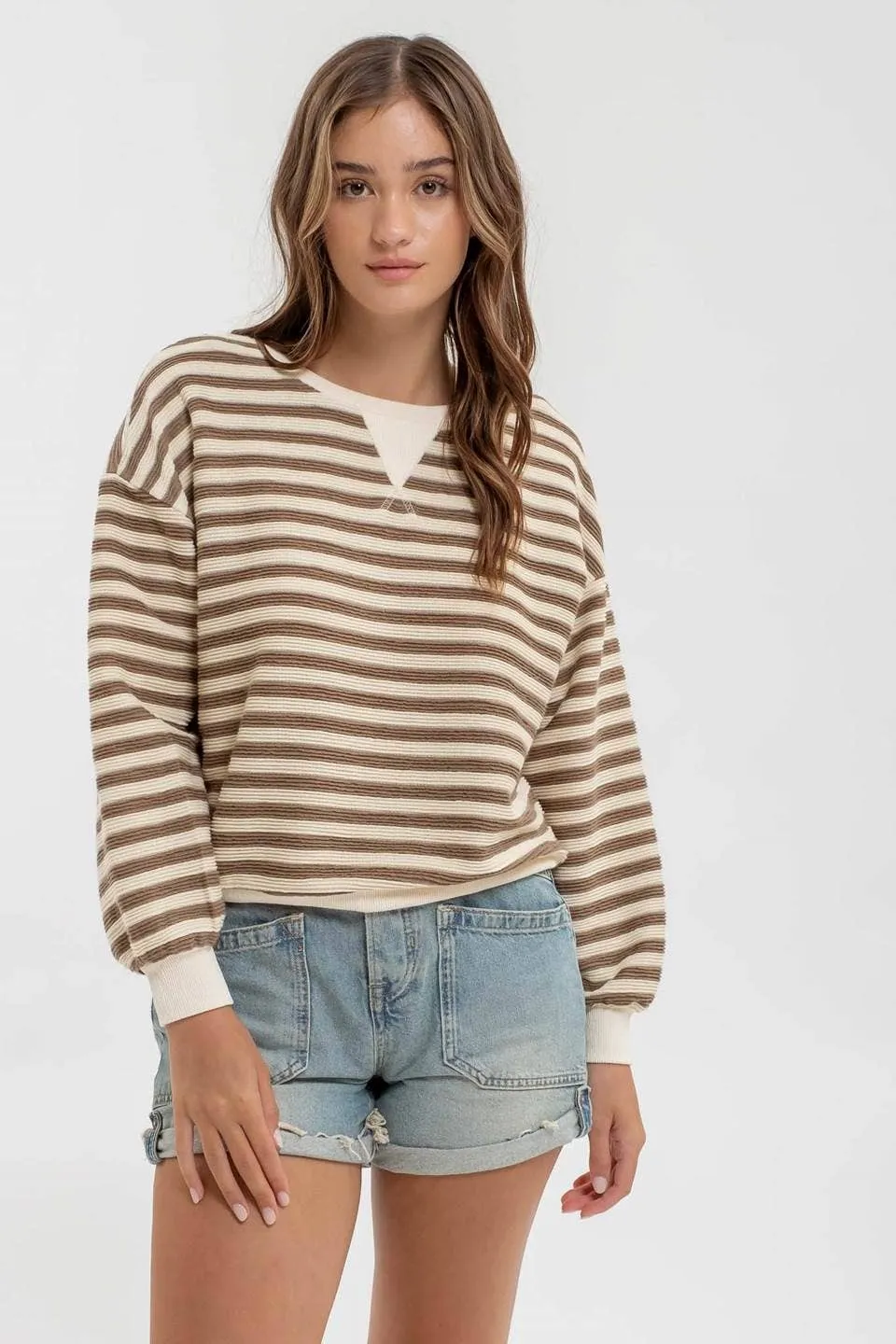 CONTRAST RIBBED RELAXED KNIT TOP