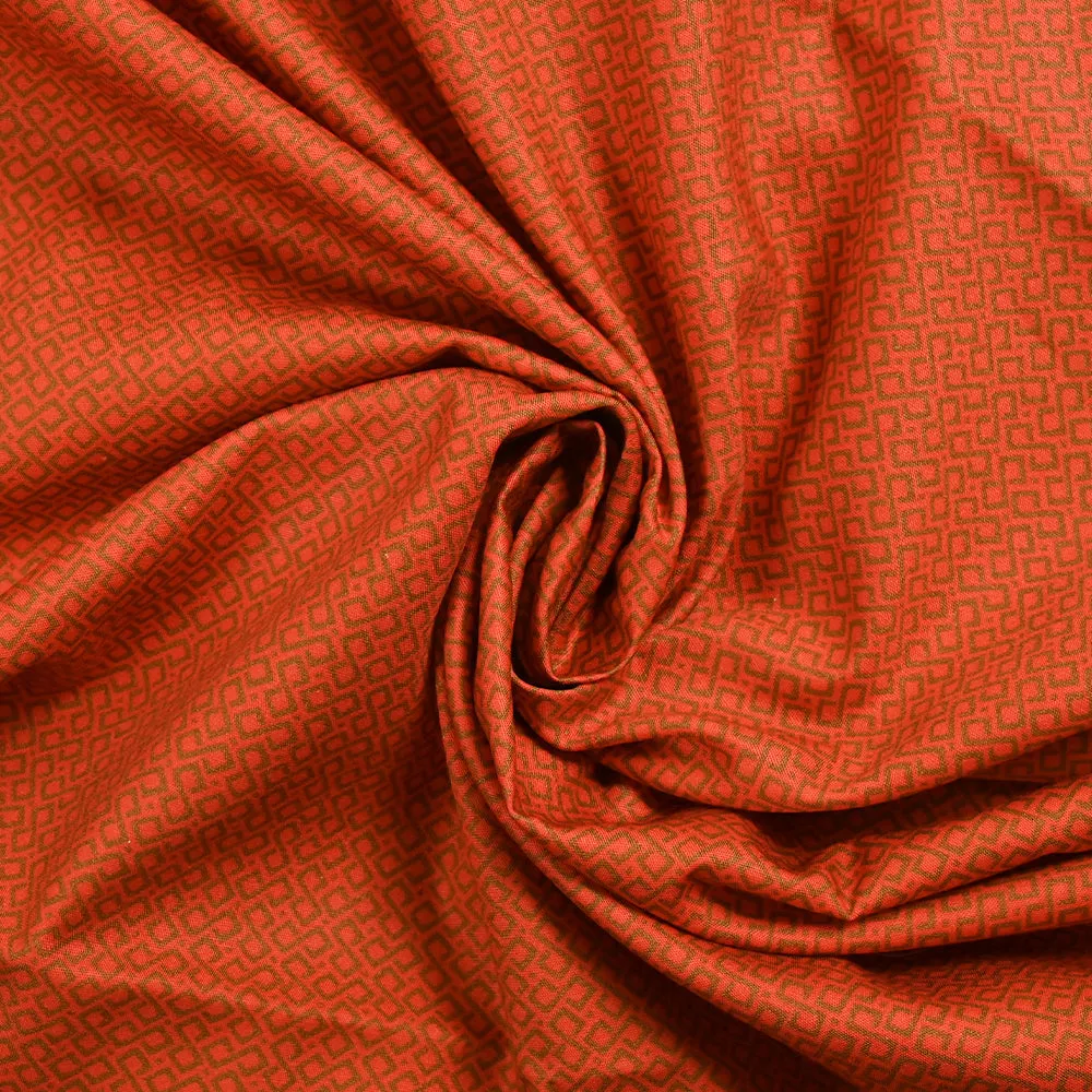 Coton imprimé chemin perdu fond orange