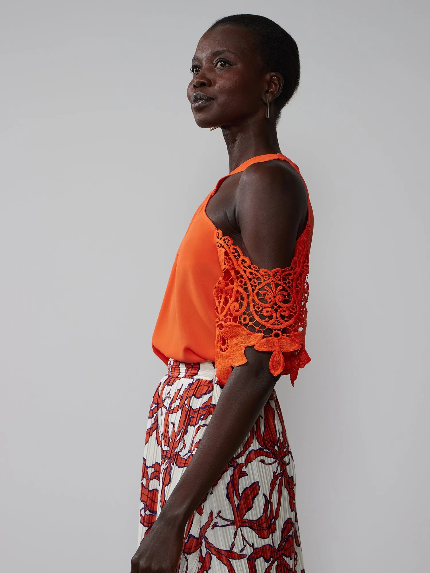 Crochet Sleeve Criss Cross Blouse