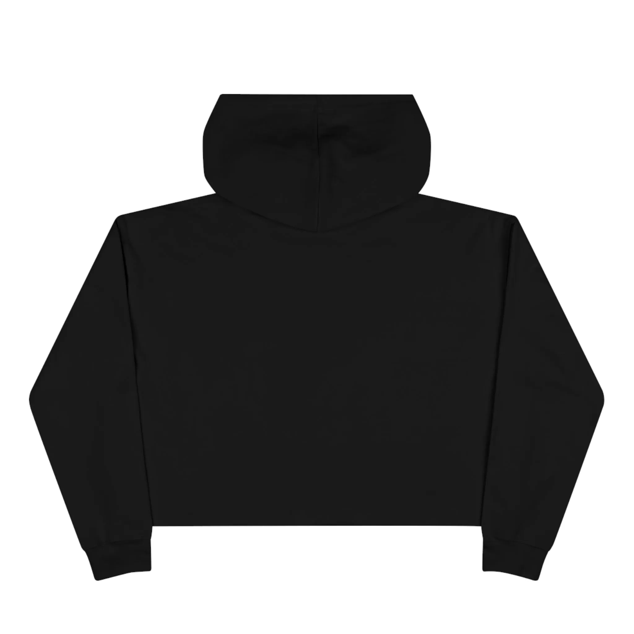 Crop Hoodie - Black  - White Distressed Logo