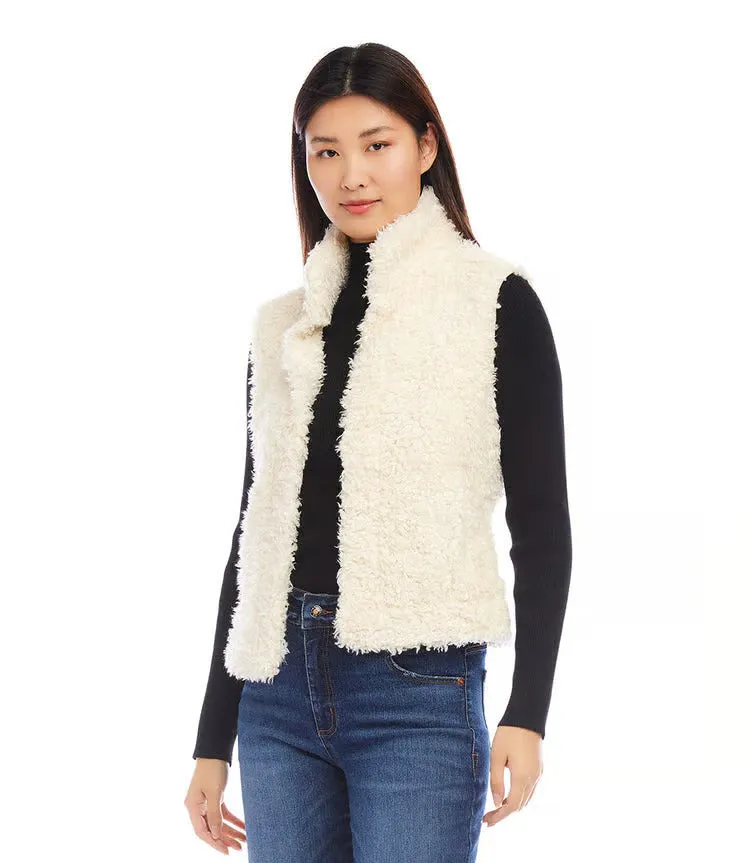 Final Sale Cordelia Cream Faux Shearling Vest - Karen Kane 3L78000