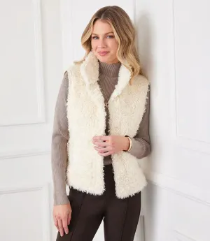 Final Sale Cordelia Cream Faux Shearling Vest - Karen Kane 3L78000