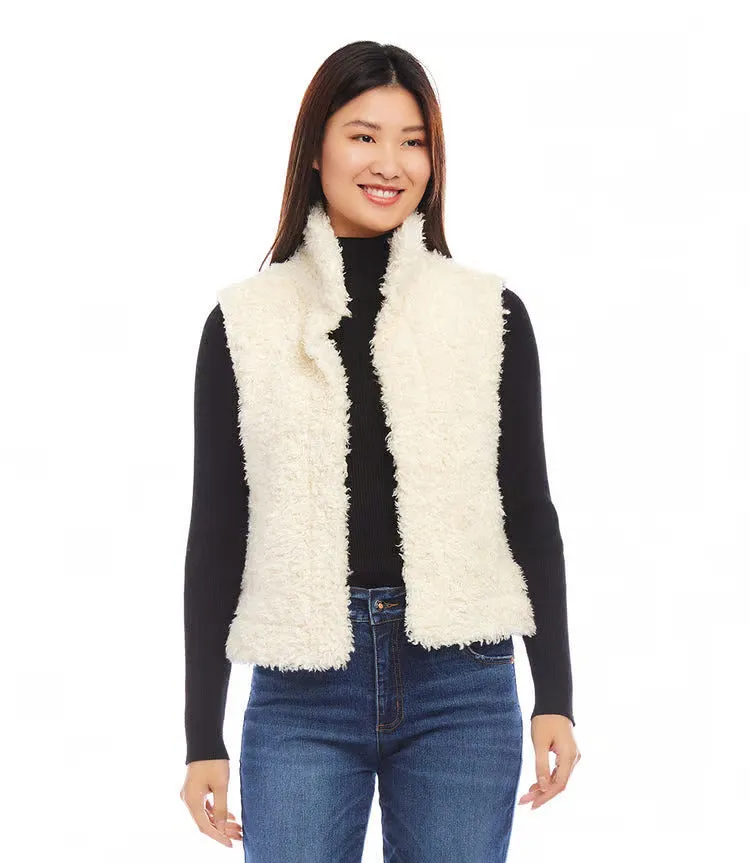 Final Sale Cordelia Cream Faux Shearling Vest - Karen Kane 3L78000