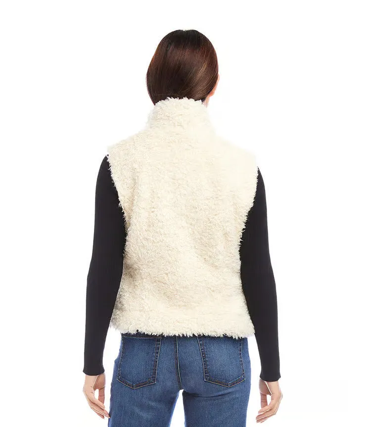 Final Sale Cordelia Cream Faux Shearling Vest - Karen Kane 3L78000