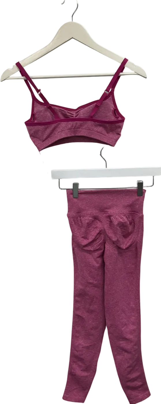 gymshark Pink Lift Seamless Leggings And Ruched Crop Top UK XS/S