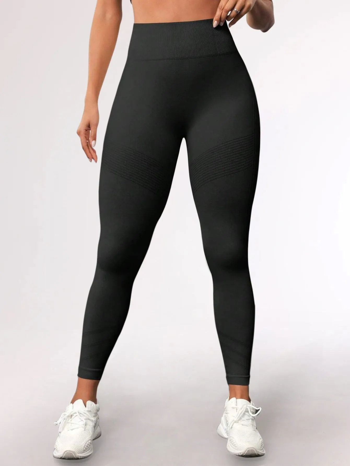 High Waist Tummy Control Side-Ribbed Butt-Lifting Leggings