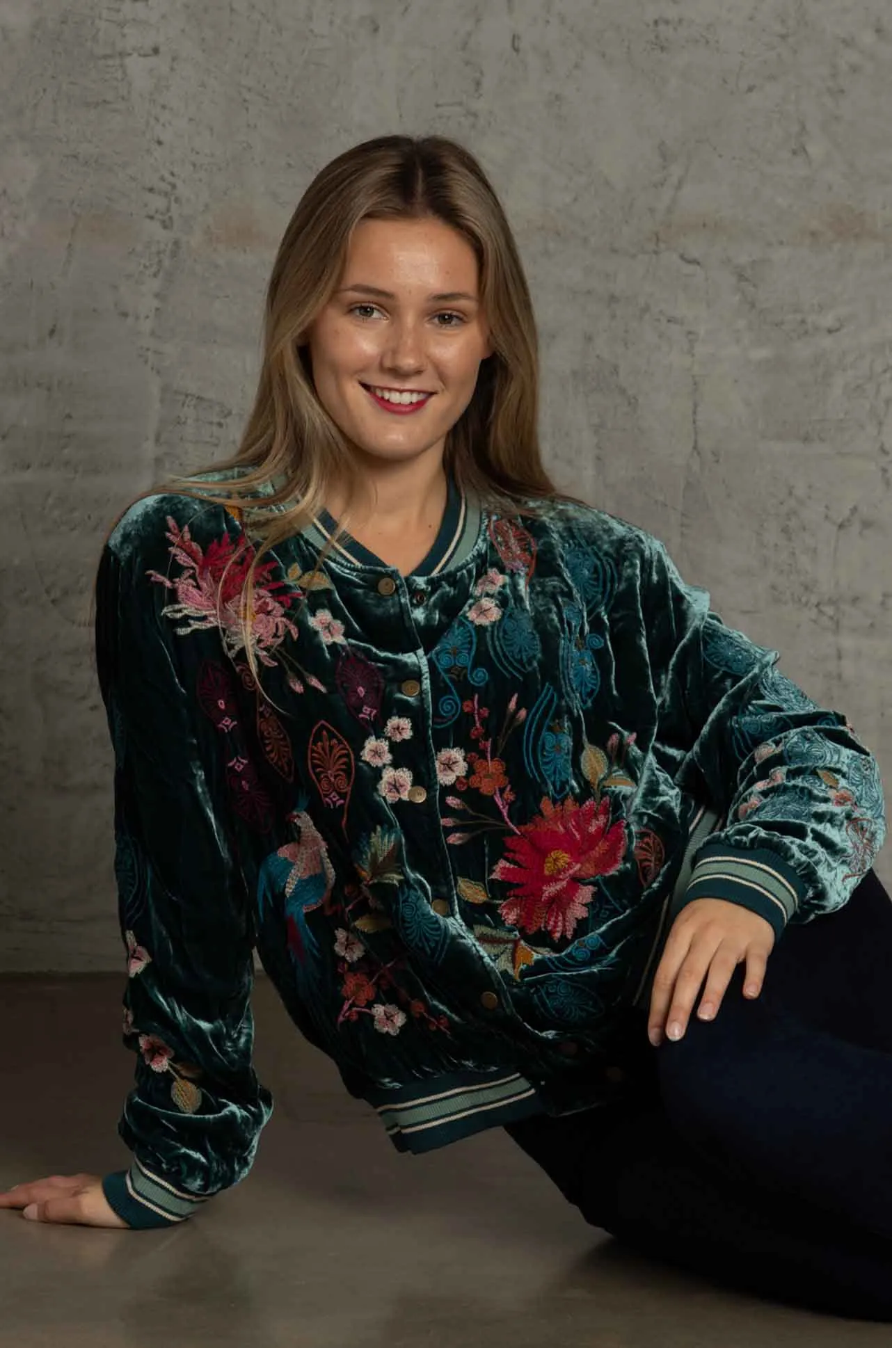 Johnny Was - Ashira Velvet Snap Front Bomber Jacket