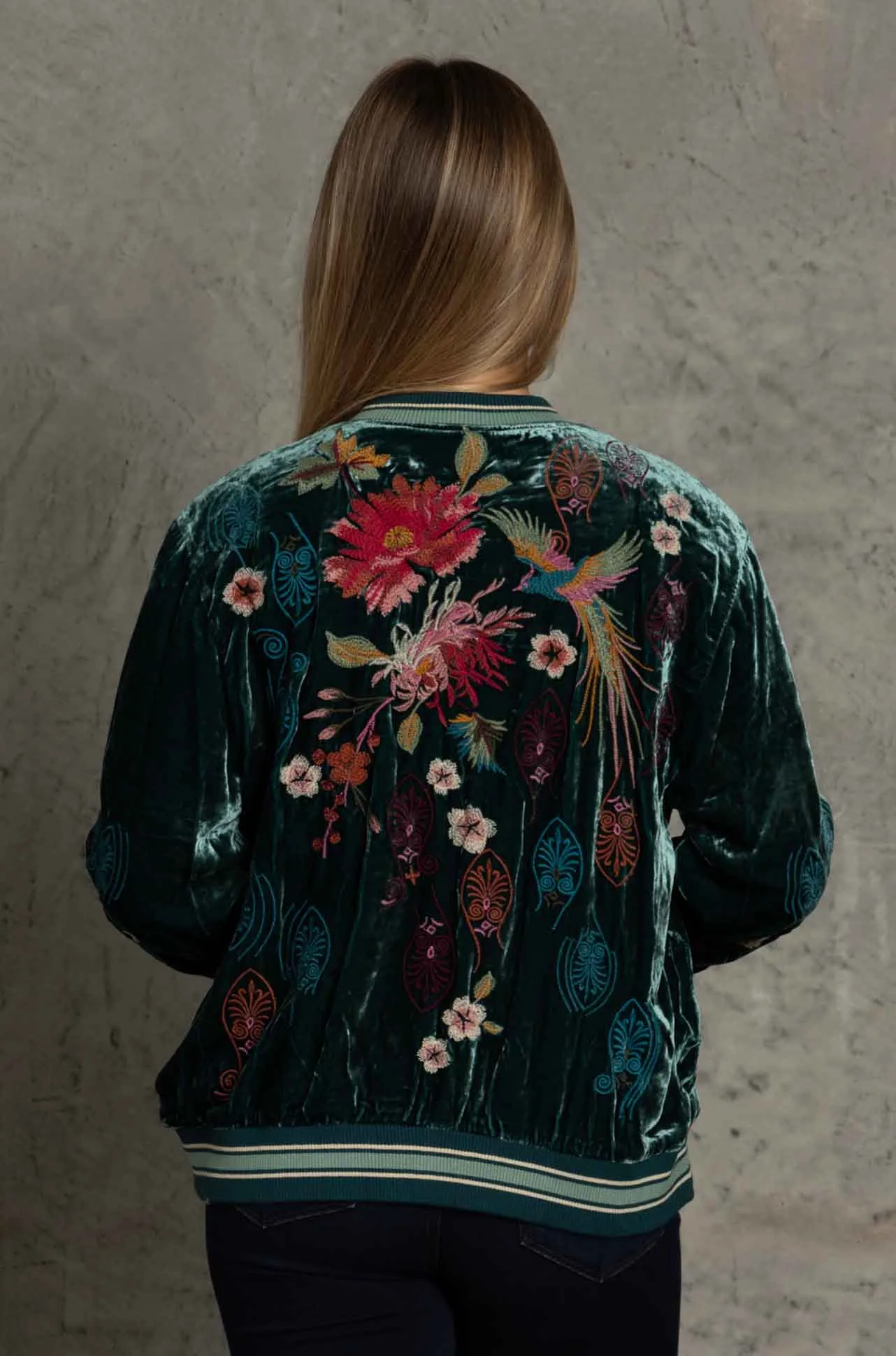 Johnny Was - Ashira Velvet Snap Front Bomber Jacket