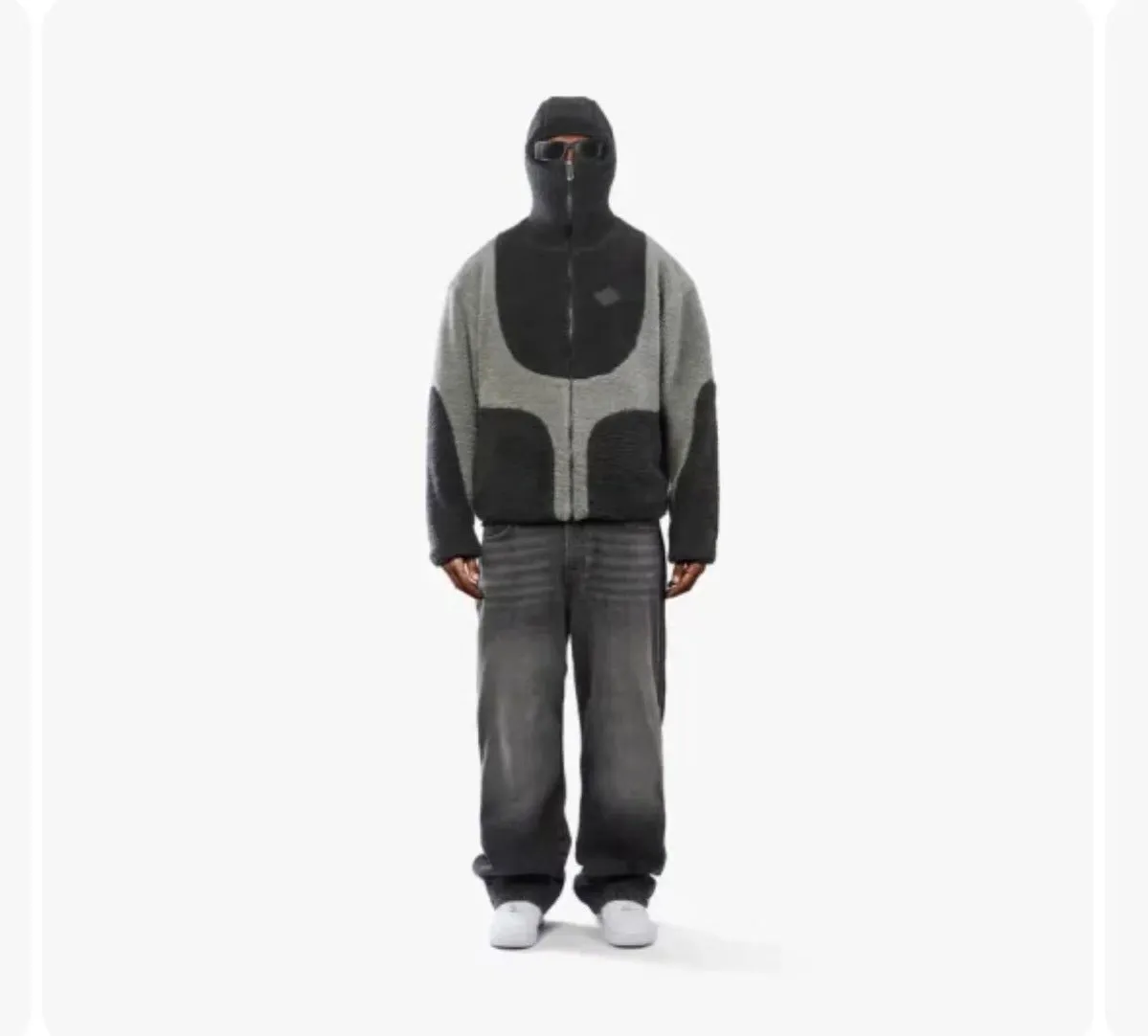 Man Cave Lamb Wool Hooded Zipper Coat Sweatshirt Patchwork Line Design Male Tops Casual