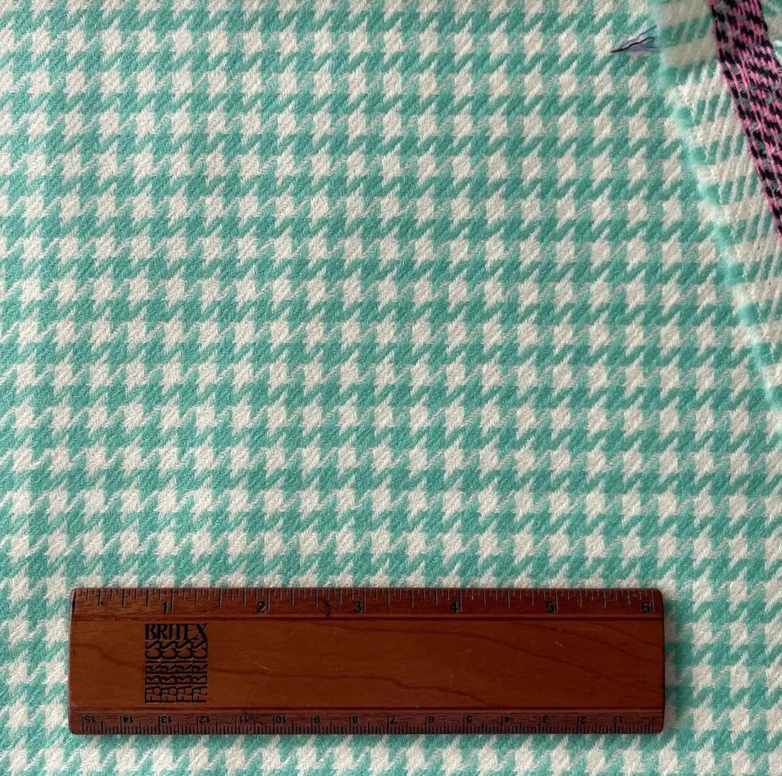 Mid-Weight Lagoon Breeze & Off-White Houndstooth Wool (Made in Italy)