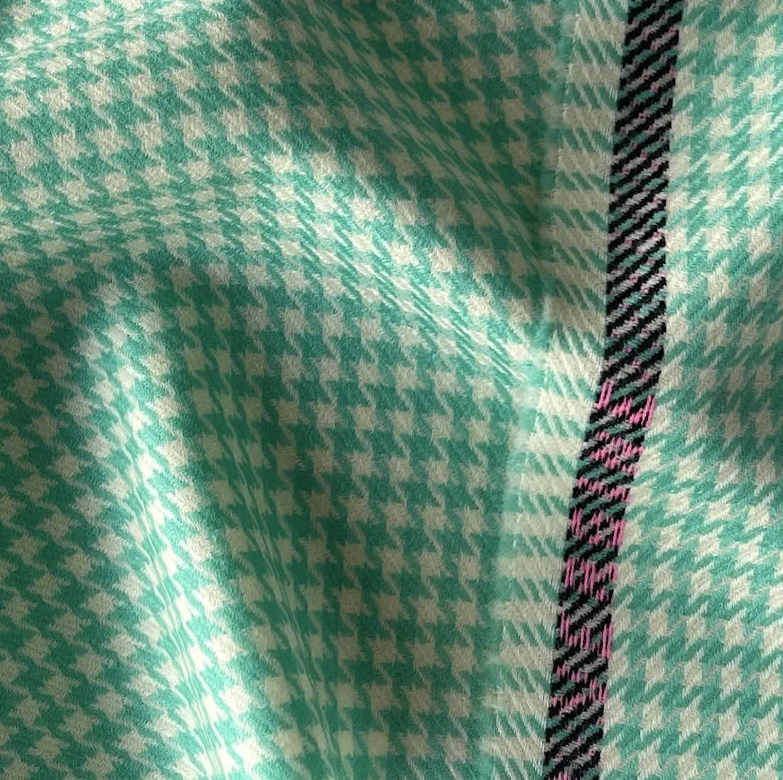 Mid-Weight Lagoon Breeze & Off-White Houndstooth Wool (Made in Italy)