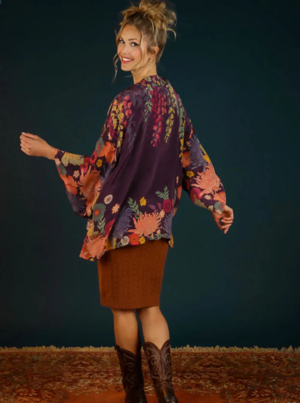 POWDER TRAILING WISTERIA KIMONO JACKET AMETHYST