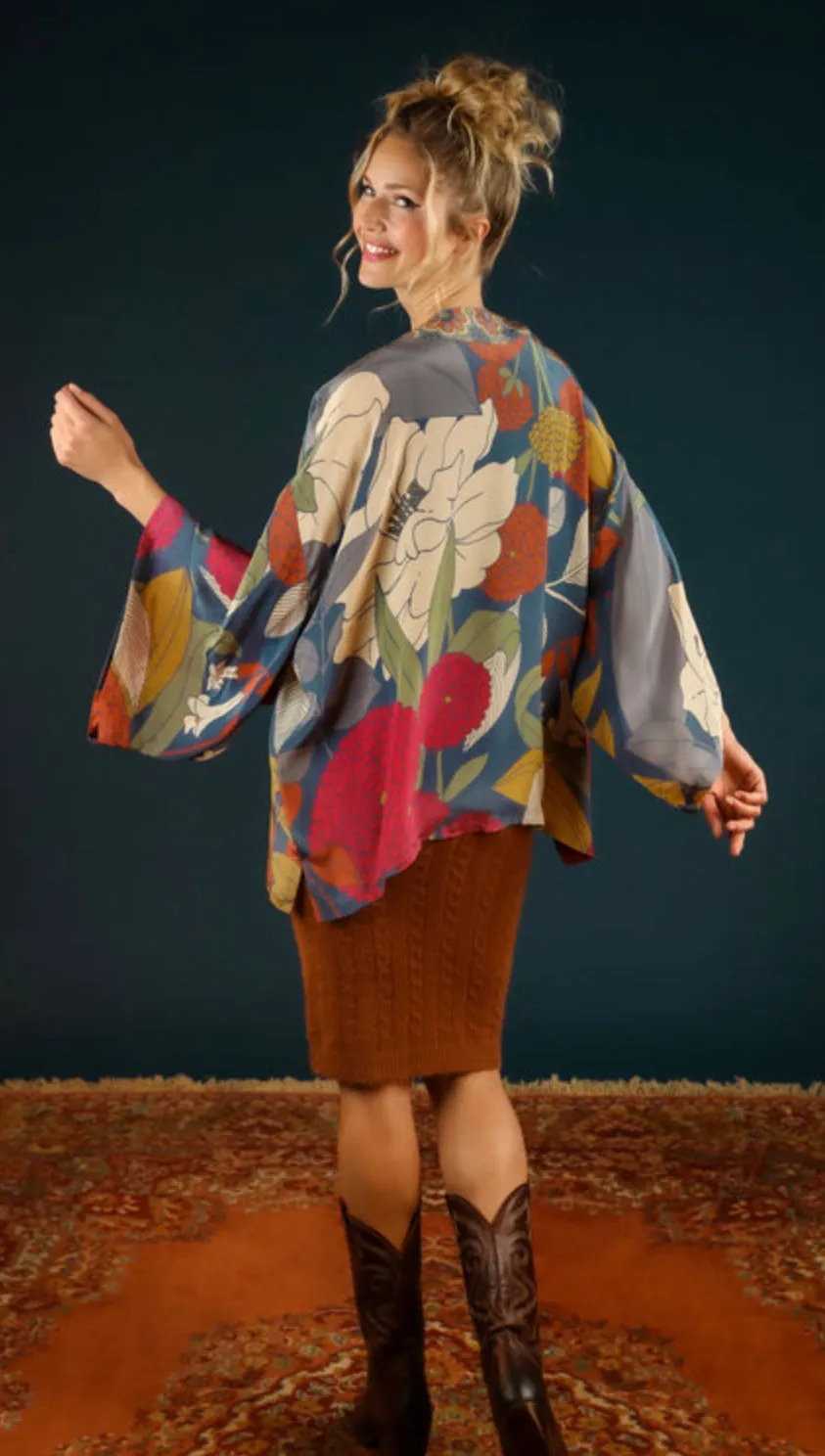 POWDER WINTR FLORAL KIMONO HEATHER