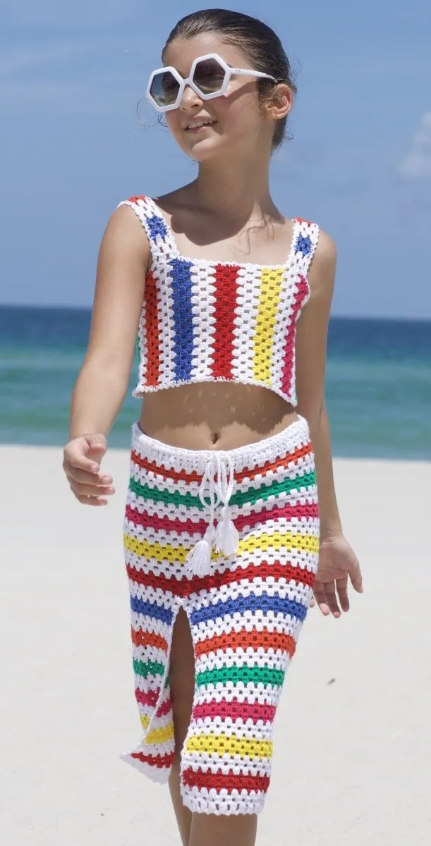RAINBOW CROCHET TANK AND SKIRT SET