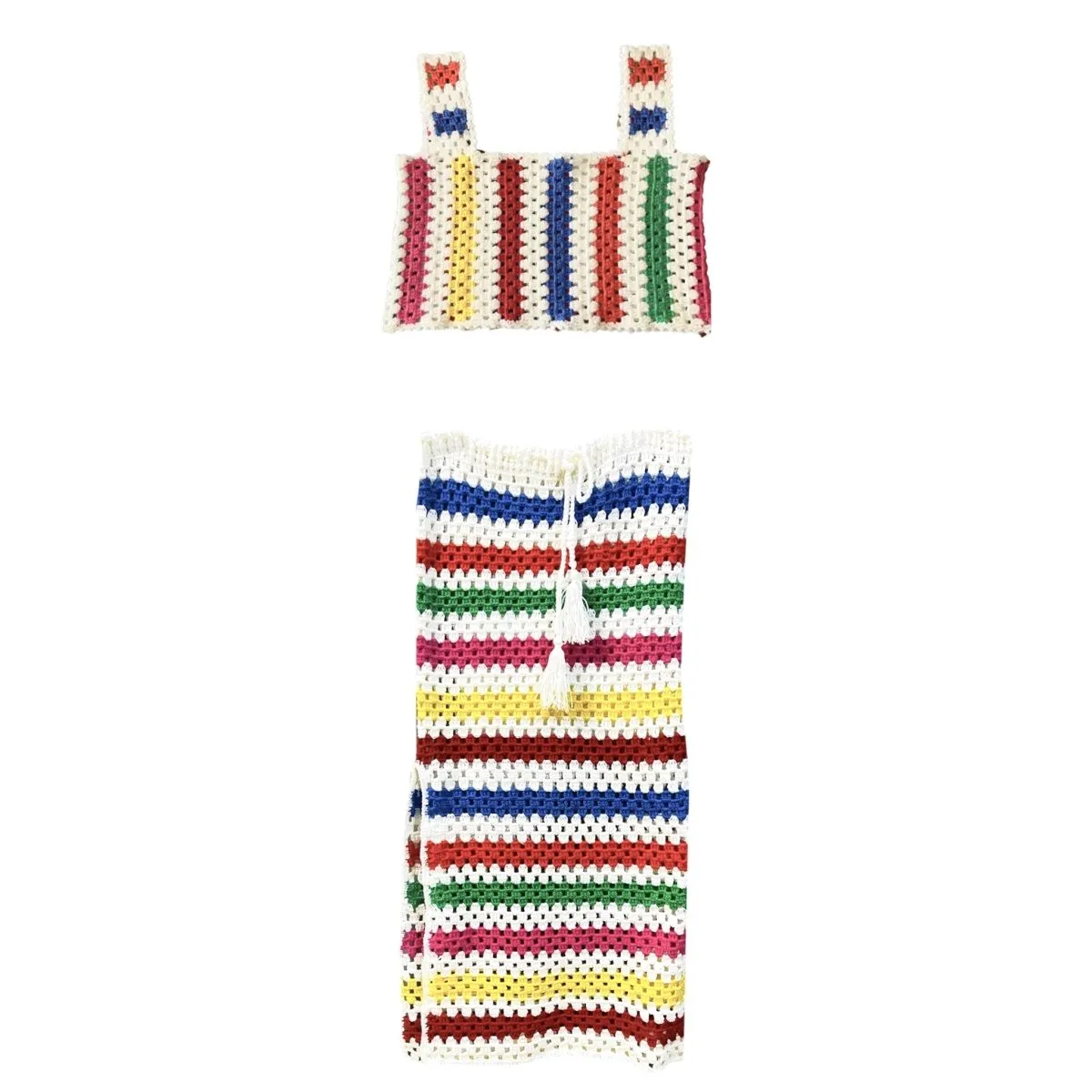 RAINBOW CROCHET TANK AND SKIRT SET