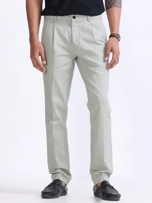 RAW SLUB PLEATED TROUSER IN PISTACHIO