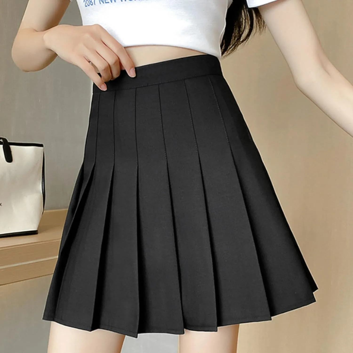 Skirts for Women Summer Trendy High Waist A-Line Casual Knee Length Maxi Skirts Solid Baggy Pleated Half Dresses