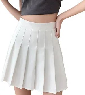 Skirts for Women Summer Trendy High Waist A-Line Casual Knee Length Maxi Skirts Solid Baggy Pleated Half Dresses