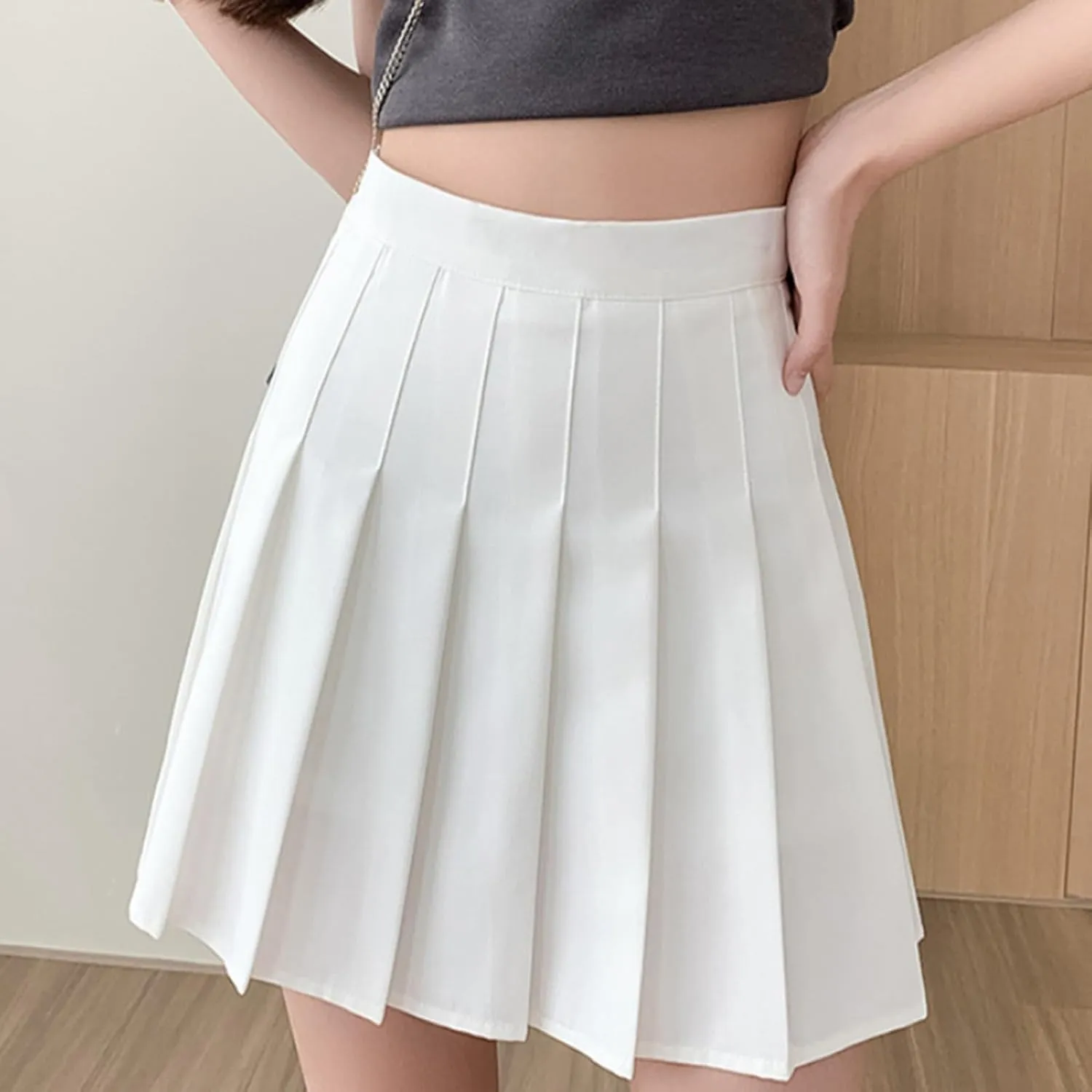 Skirts for Women Summer Trendy High Waist A-Line Casual Knee Length Maxi Skirts Solid Baggy Pleated Half Dresses