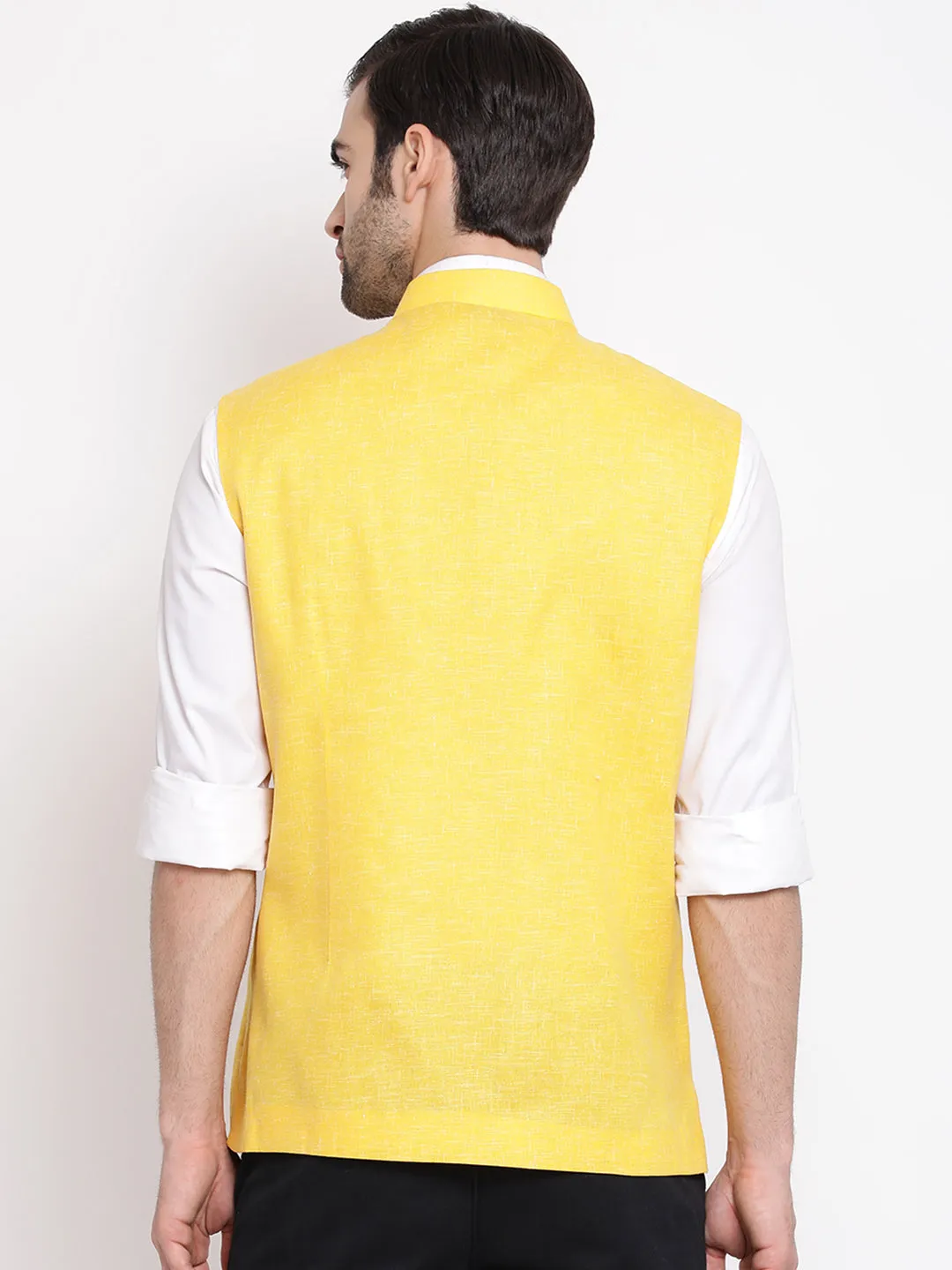 VASTRAMAY Yellow Nehru Jacket