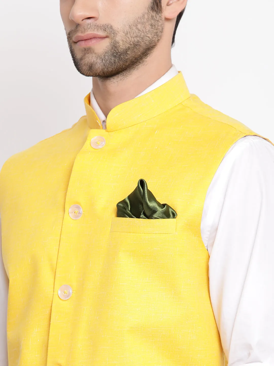 VASTRAMAY Yellow Nehru Jacket