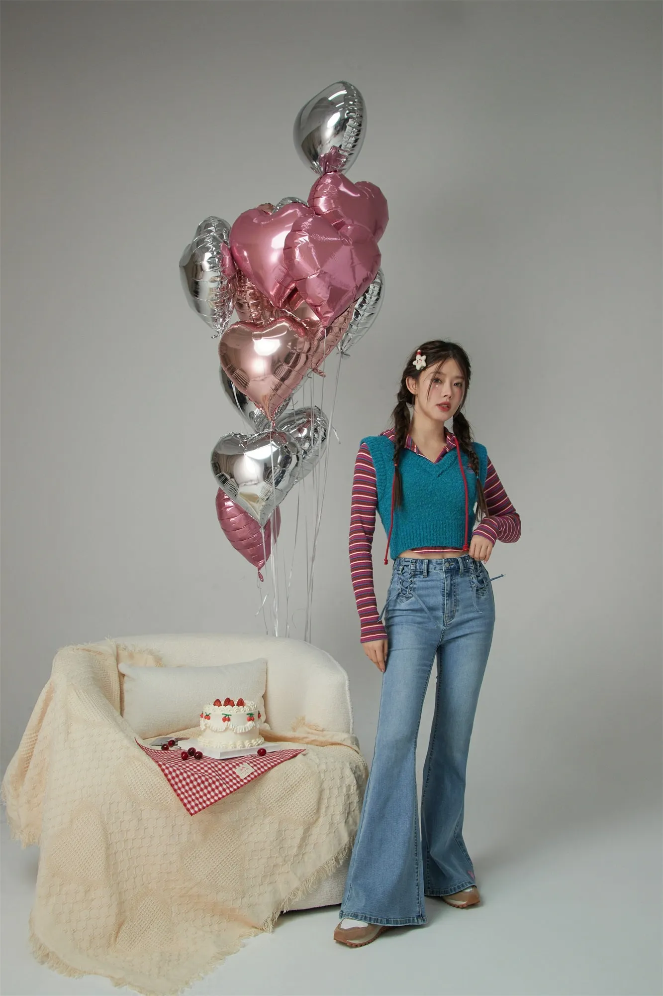 When I Am With You Embroidered V-Neck Sleeveless Knit Vest