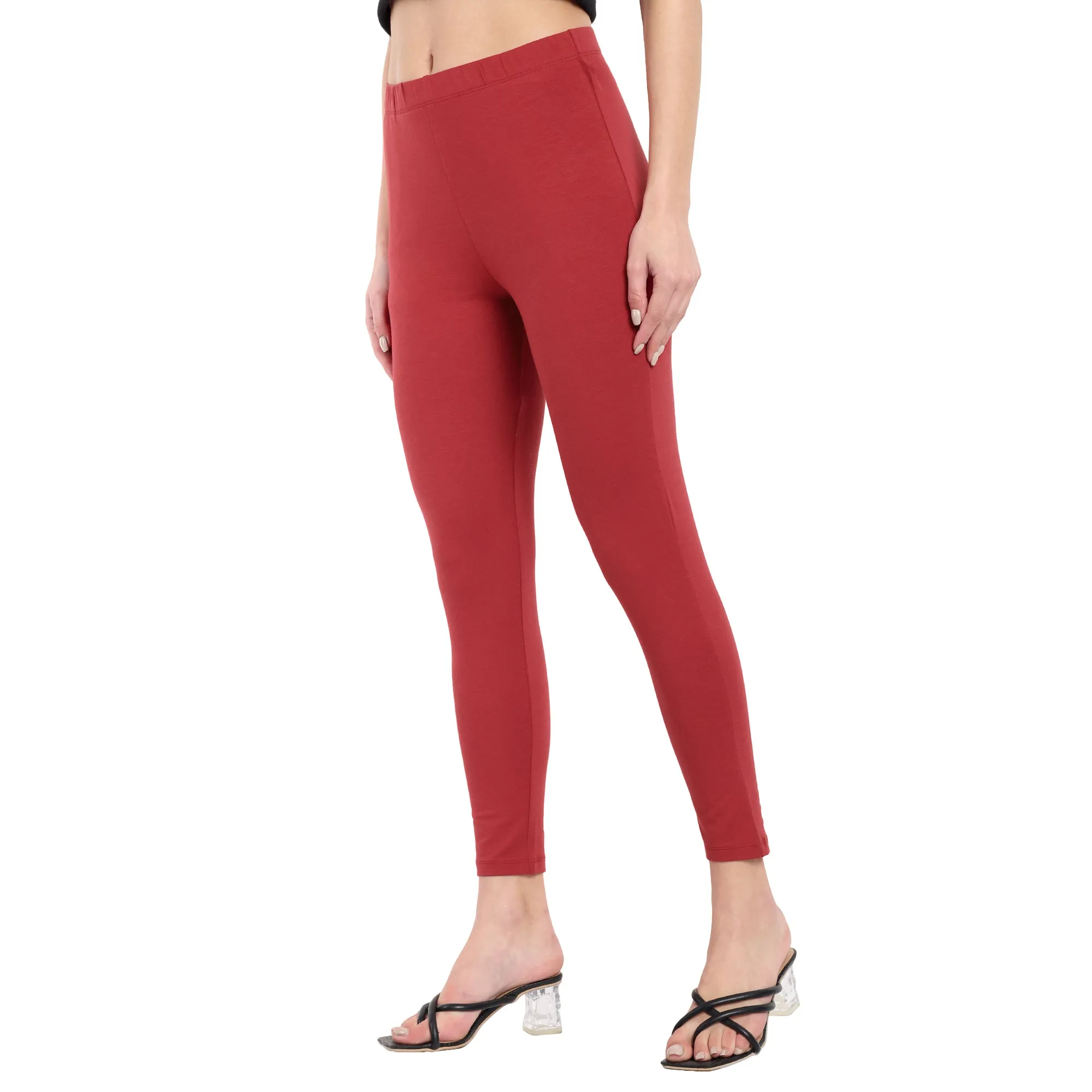 Women Maroon Ankle Length Legging